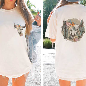 Vintage Cow Skull Western Music T-Shirt