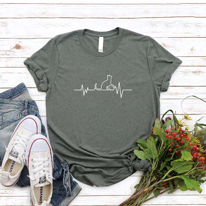 Cat Heartbeat Animal Lover T-Shirt