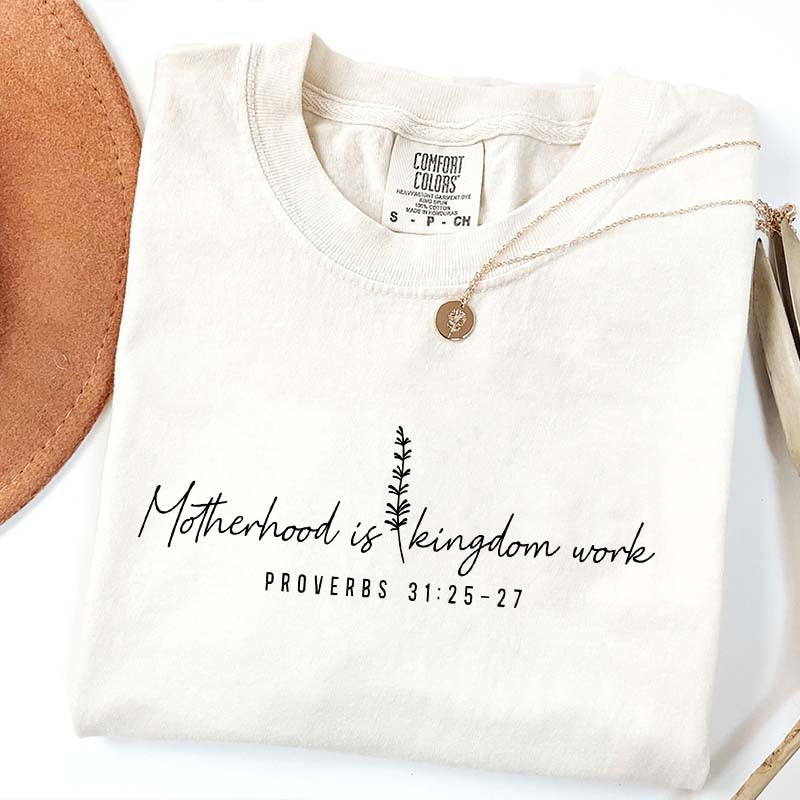 Motherhood is Kingdom Work Floral Religious T-Shirt