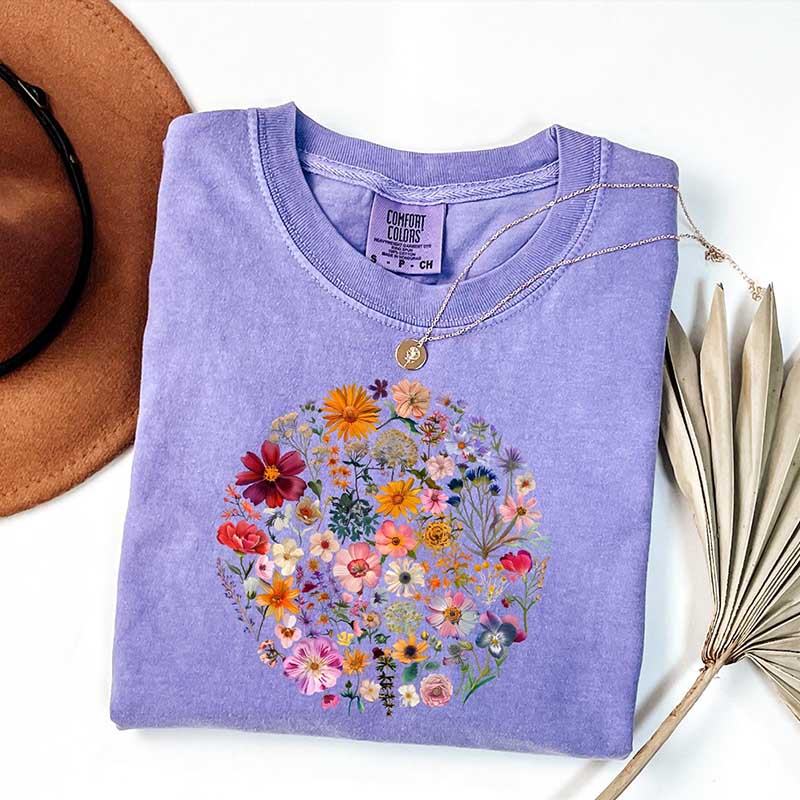 Boho Pressed Flower T-Shirt