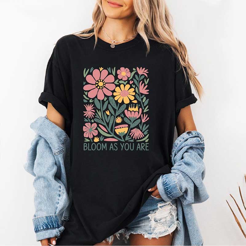 Bloom As You Are Boho Inspirational T-Shirt