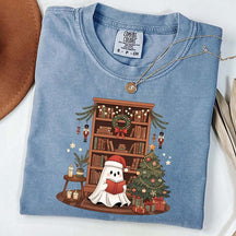 Comfort Colors Cute Ghost Reading Book Christmas T-Shirt