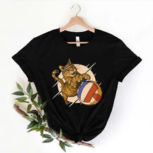 Volleyball Cat  Funny Animal Graphic T-Shirt