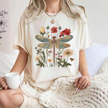 Comfort Colors Womens Dragonfly Floral T-shirt