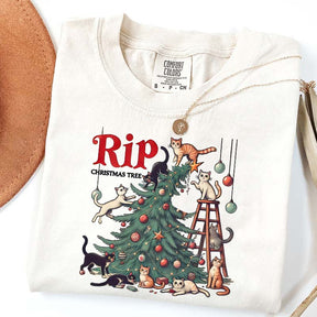 RIP Christmas Tree Comfort Colors Meowy T-Shirt