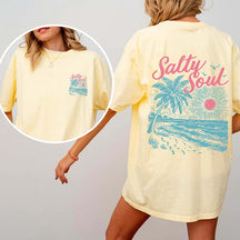 Salty Soul Sunset Beach Palm T-Shirt