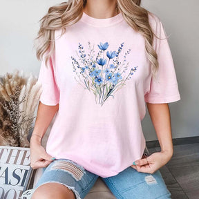 Retro Blue Flower Bouquet T-Shirt