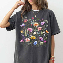 Boho Purple Floral Wildflowers T-Shirt