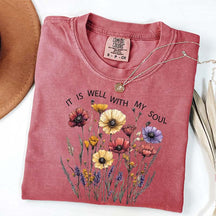 It is Well Within My Soul Floral Religious T-Shirt