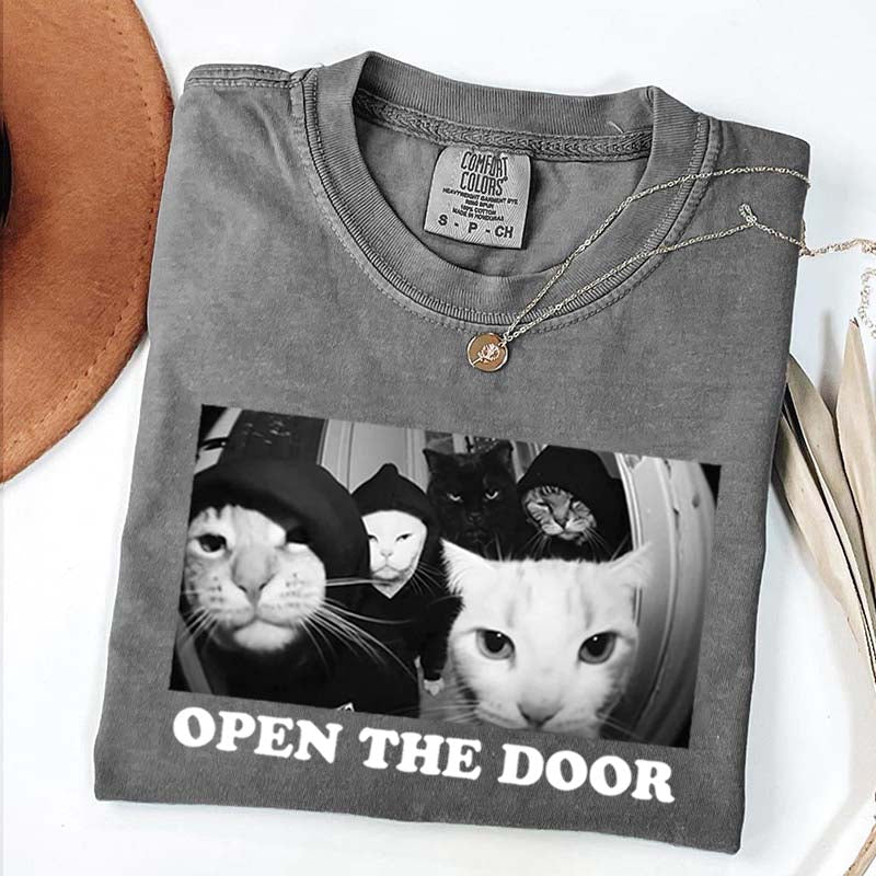Funny Cat Gang Open The Door T-Shirt