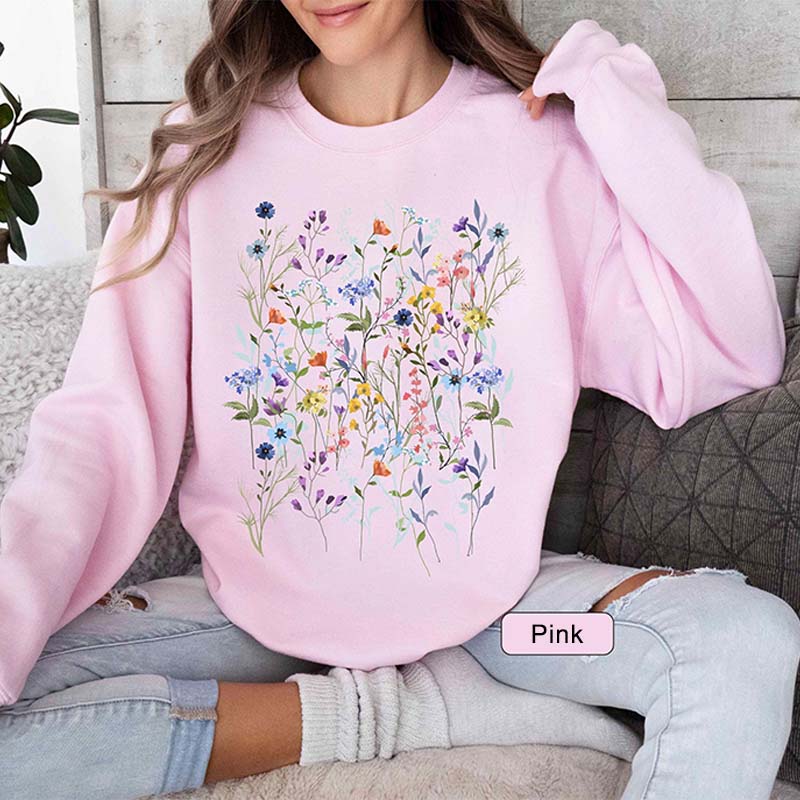 Vintage Pressed Flowers Gift For Gardener Sweatshirt