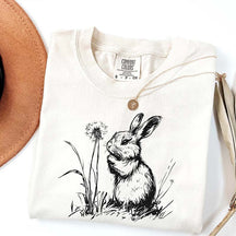 Botanical Bunny Line Art T-Shirt