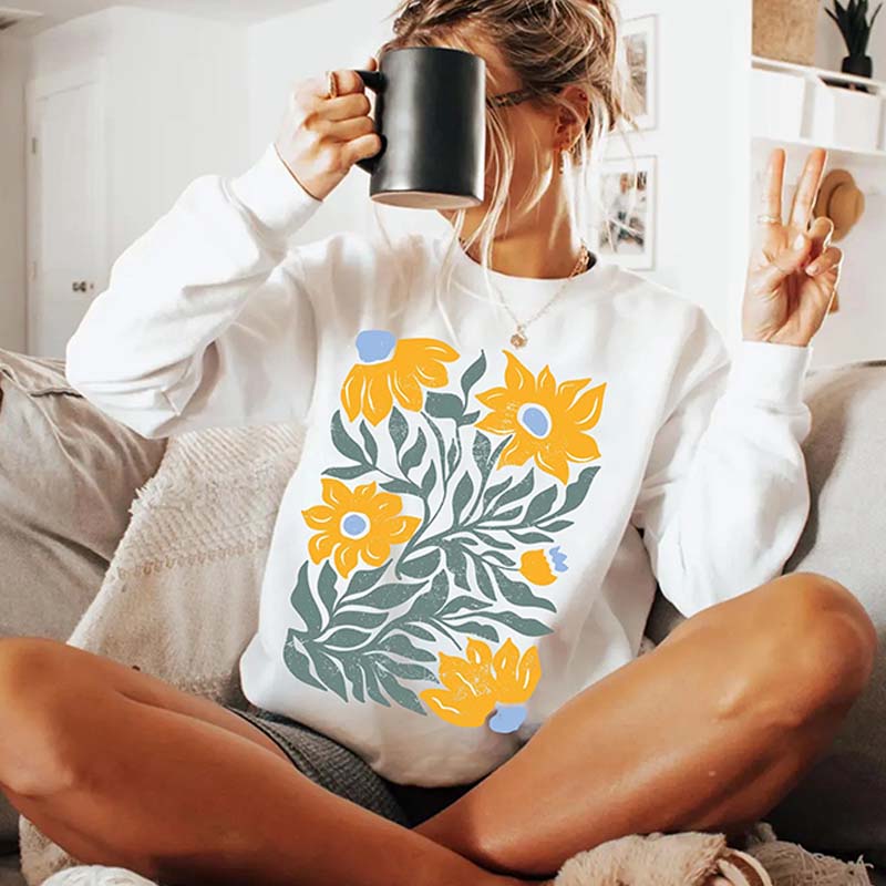 Floral Graphic Boho Sunflower Sweatshirt