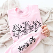 Christmas Snow Trees With Sleeve Sweatshirt