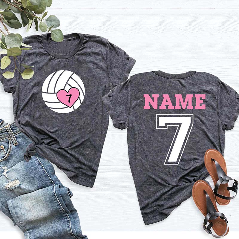 Custom Volleyball Heart Mom T-Shirt