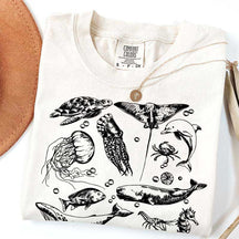 Sea Animals 90s Vintage Style T-Shirt