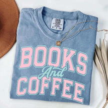 Comfort Colors Books And Coffee T-Shirt