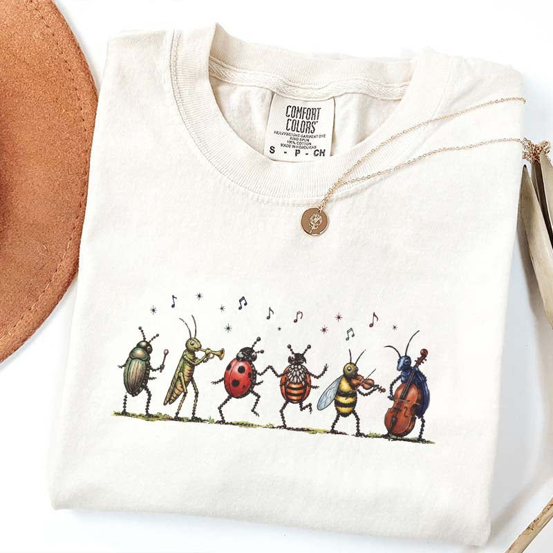 Vintage Insect Music Graphic T-Shirt