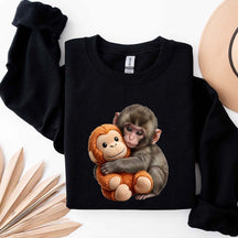 Cute Baby Monkey With Plush Toy Sweatshirt