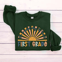 Retro First Grade Teacher Sweatshirt