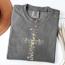 Comfort Colors Floral Cross Faith T-Shirt