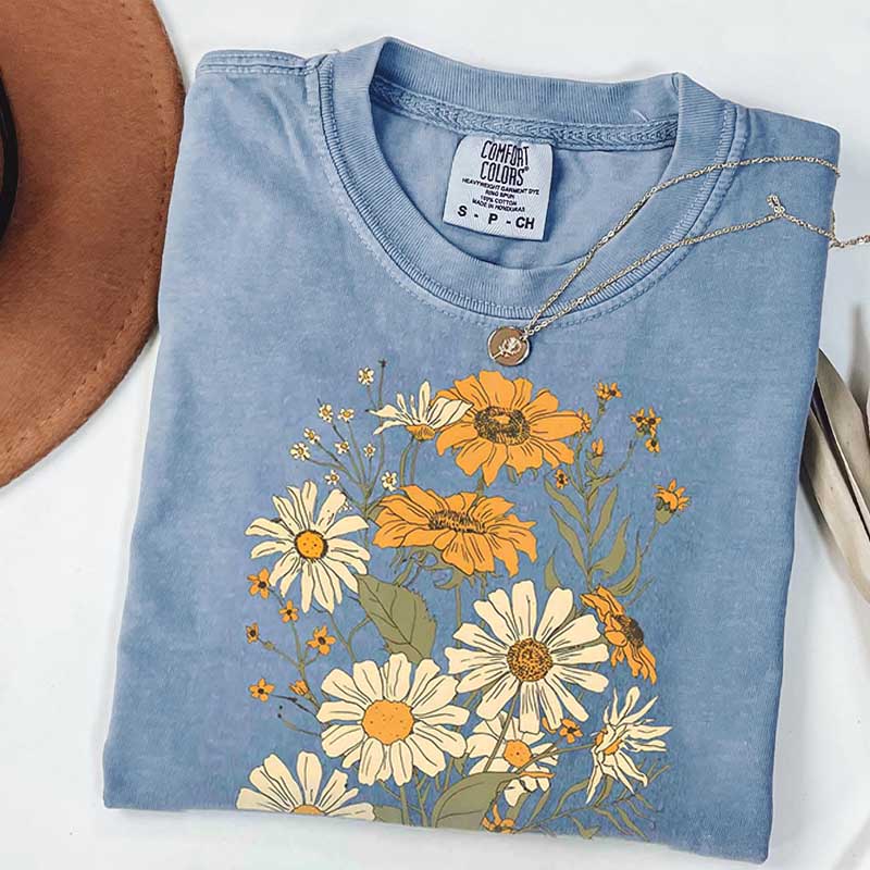 Boho Wildflowers Aesthetic Oversized Daisy T-Shirt