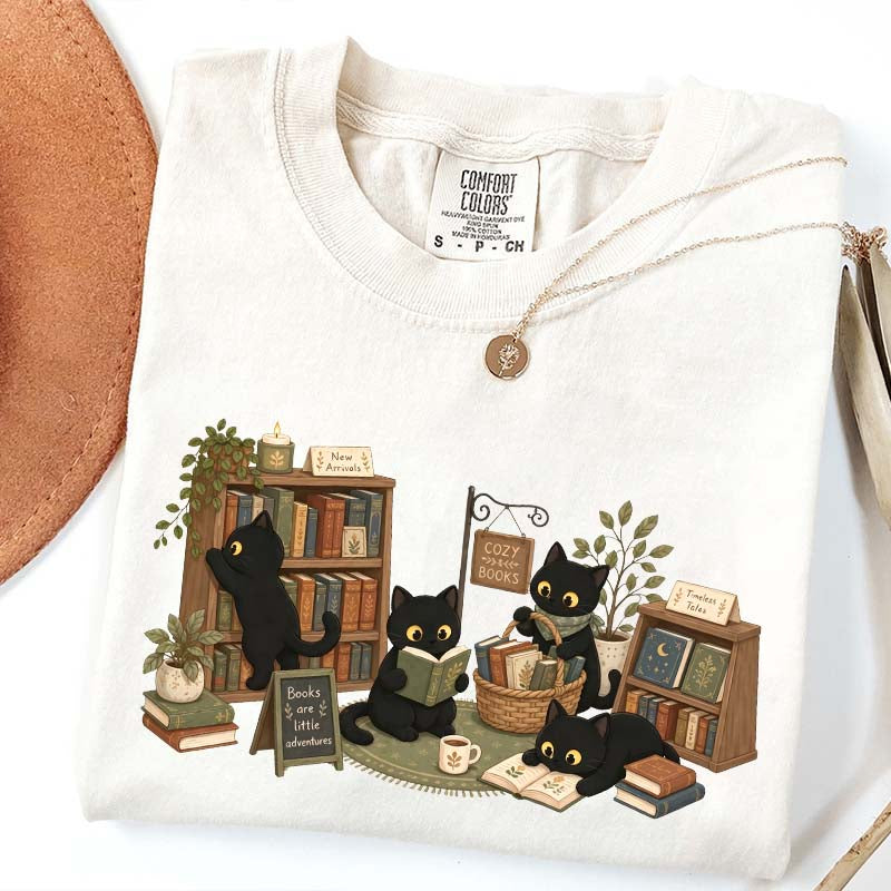 Comfort Colors Bookstore Black Cats T-Shirt