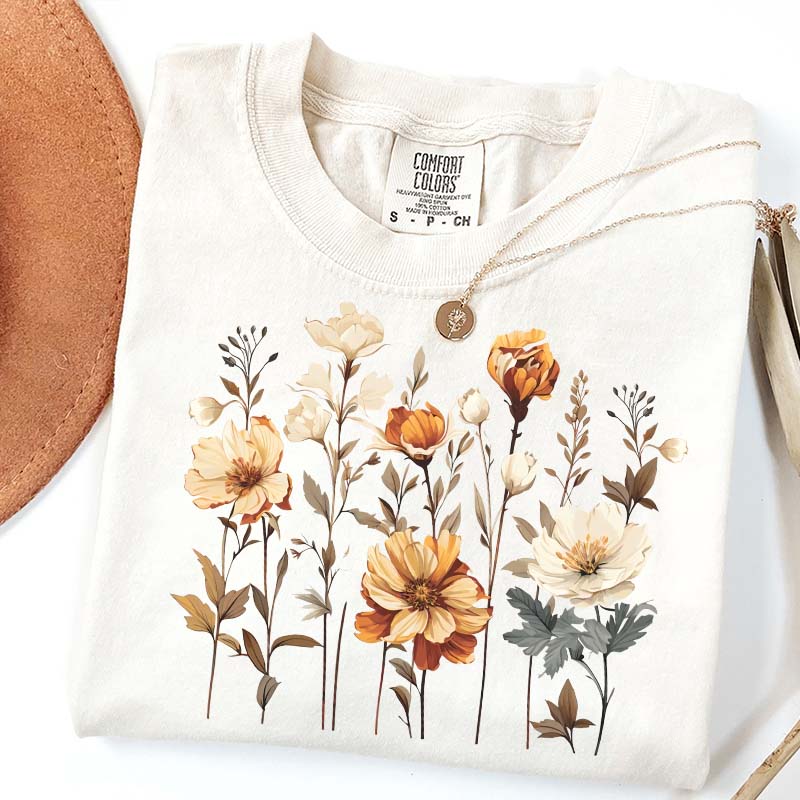 Comfort Colors Vintage Pressed Flowers Fall T-Shirt