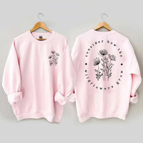 Cute Wildflower Religous Luke 12:27 Bible Verse Sweatshirt