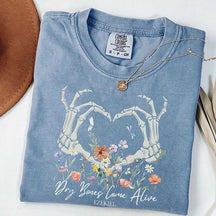 Dry Bones Come Alive Skeleton Flowers T-Shirt