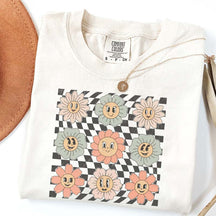 Retro Checkered Flower T-Shirt