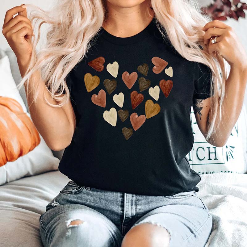Artsy Melanin Watercolor Hearts T-Shirt