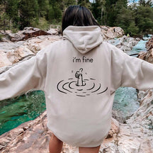 I'm Fine Back Print Hoodie