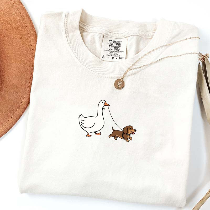 Goose and Dachshund Dog T-Shirt