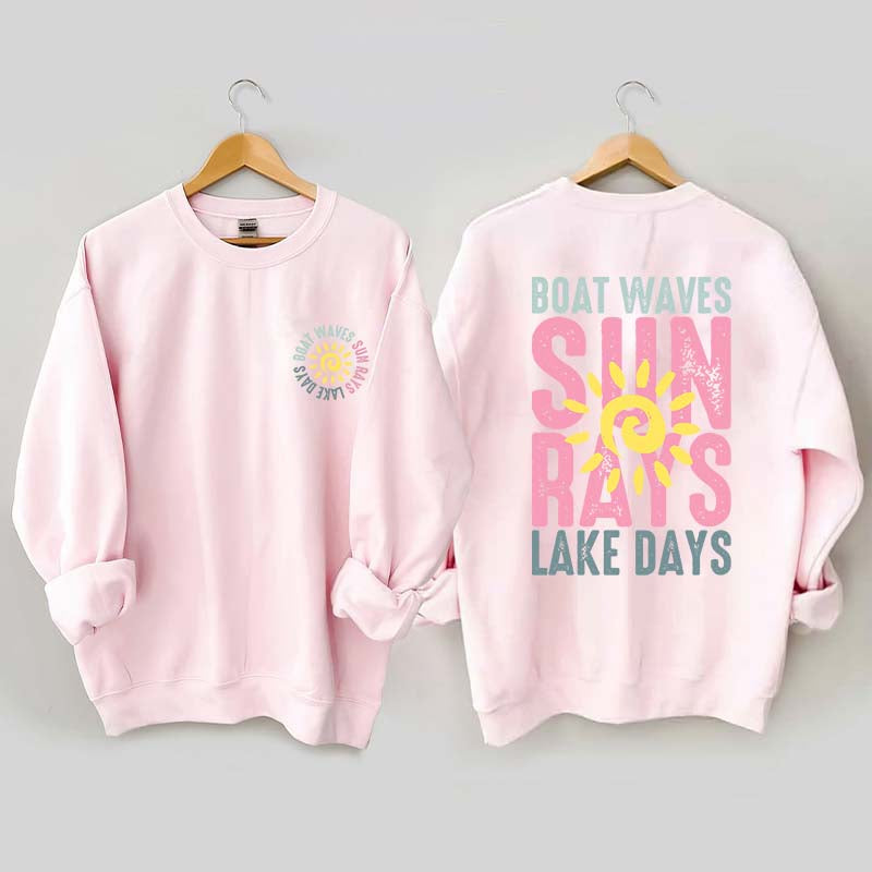 Boat Waves Sun Rays Lake Days Sweatshirt