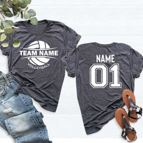 Custom Volleyball Sports Team Text and Number T-Shirt