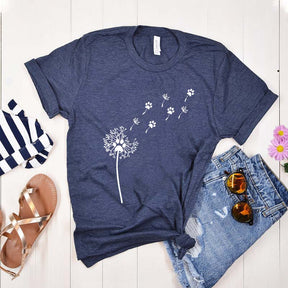 Cute Dandelion Dog Paw Simple T-Shirt