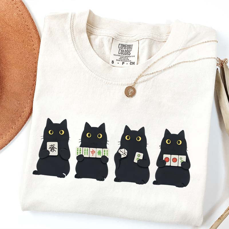 Mahjong Black Cat Game Night T-Shirt