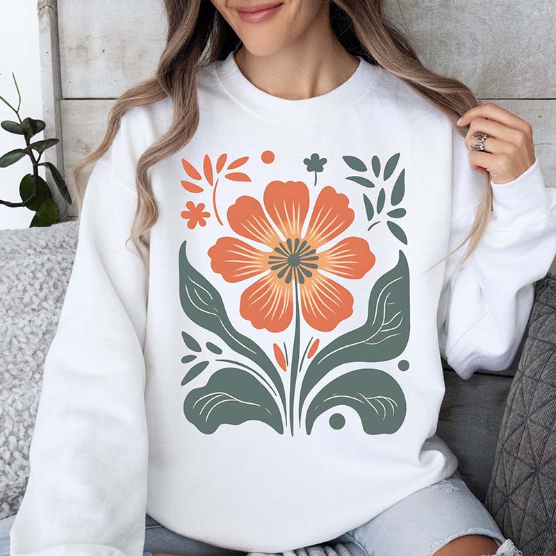 Boho Women Flower Minimalist Sweatshirt
