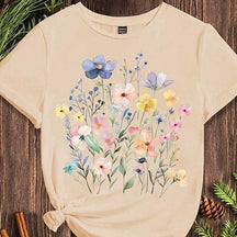 Purple Watercolor Floral T-Shirt