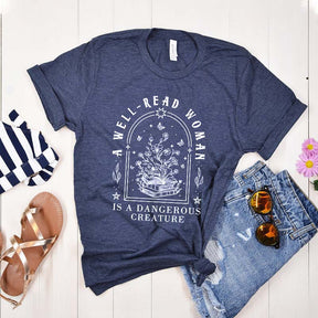 A Well Read Woman Is A Dangerous Creature Floral T-Shirt