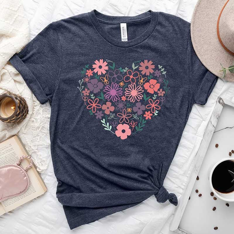 Flower Heart Botanical Bouquet T-Shirt