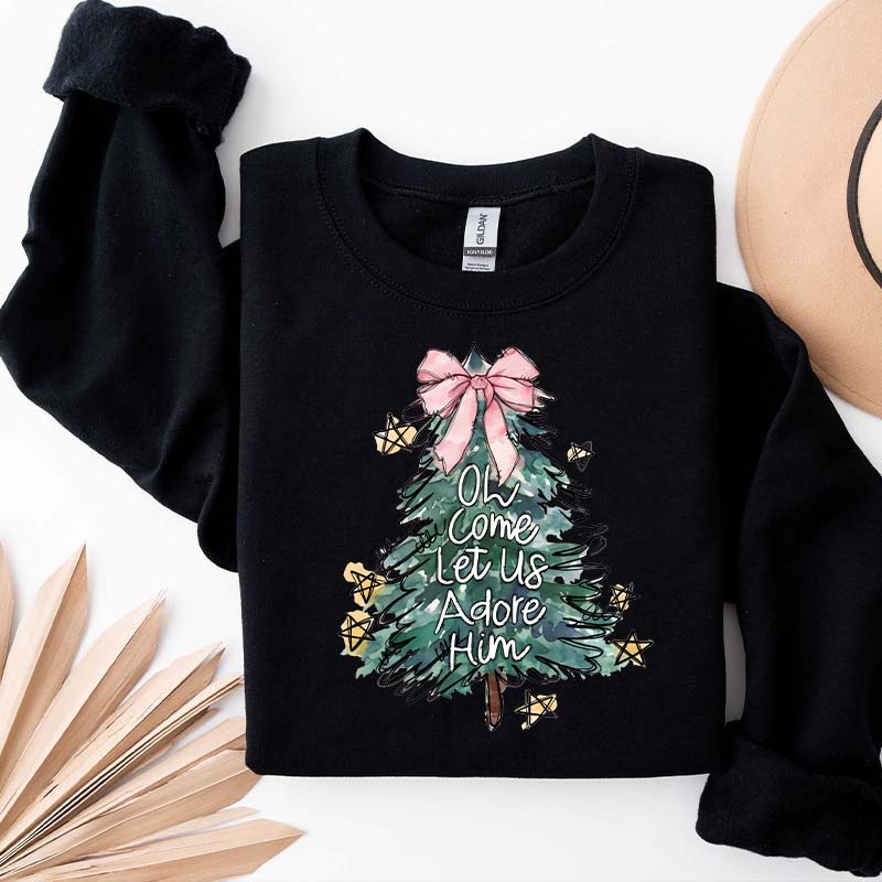 Oh Come Let Us Adore Him Jesus Holiday Christmas Sweatshirt