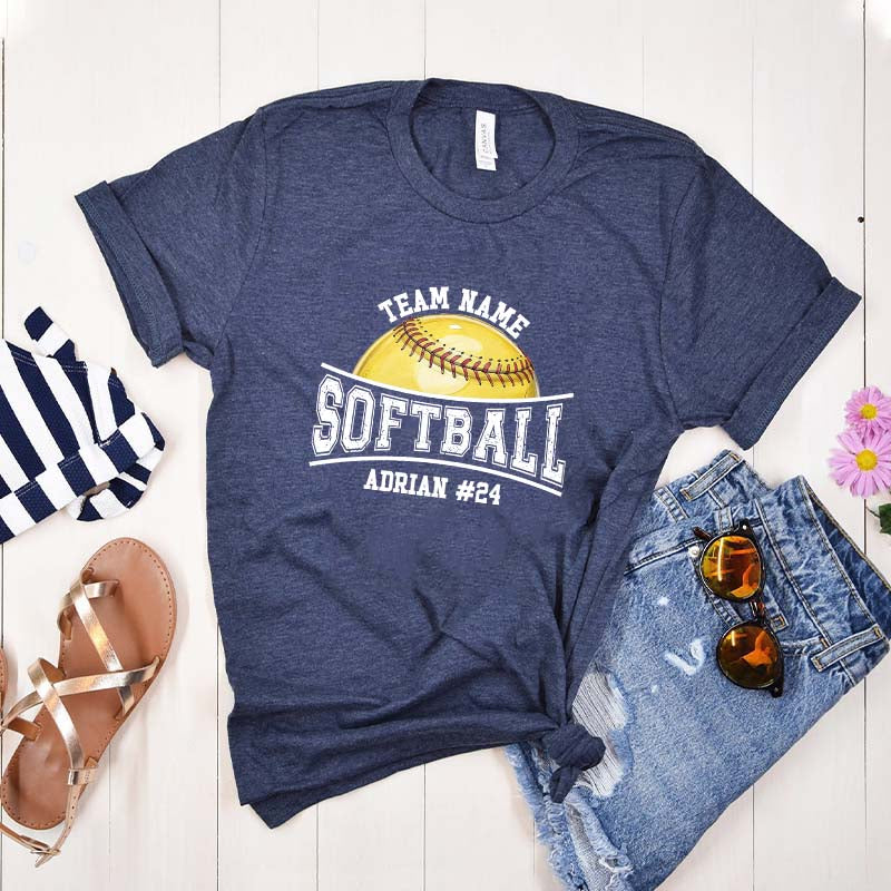 Custom Name Number Softball T-Shirt