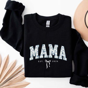 Custom Mama Retro Blue Toile Floral Sweatshirt