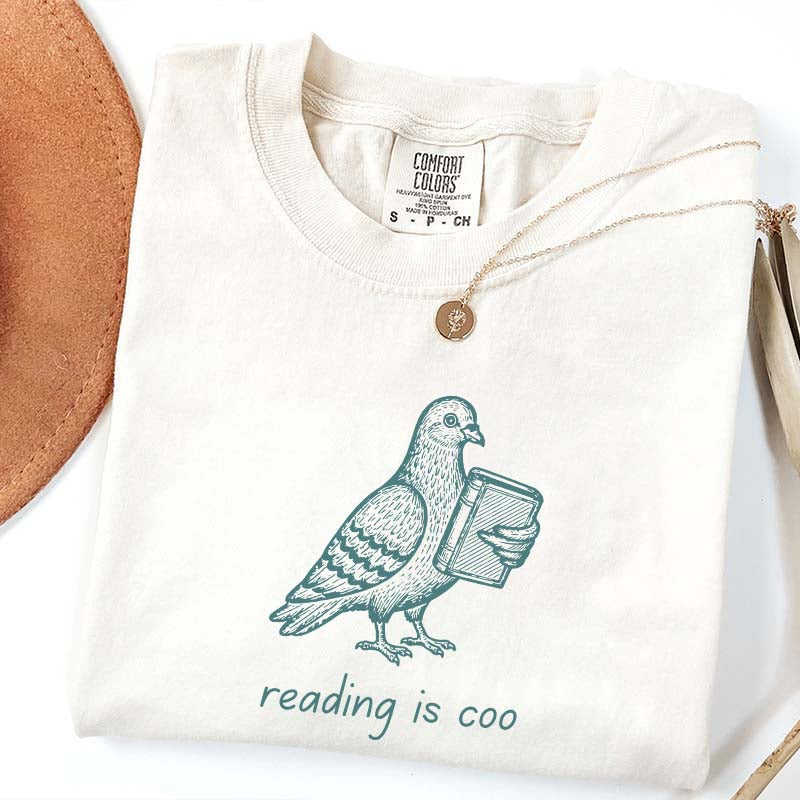 English Teacher Pigeon Reading T-Shirt