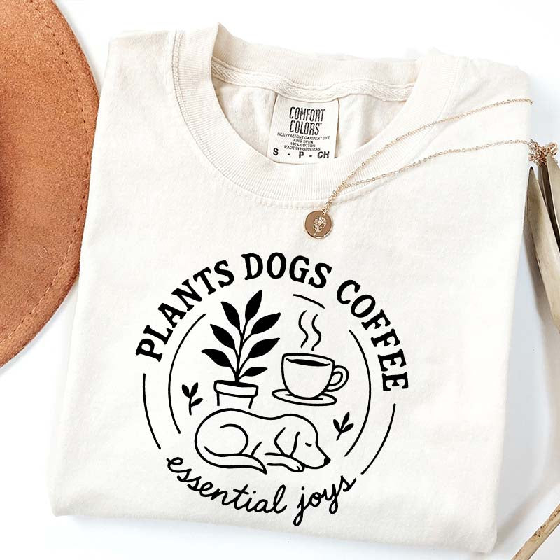 Cute Plants Dogs Coffee T-Shirt