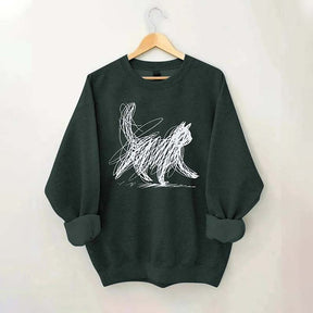 Abstract Scribble Cat Sweatshirt