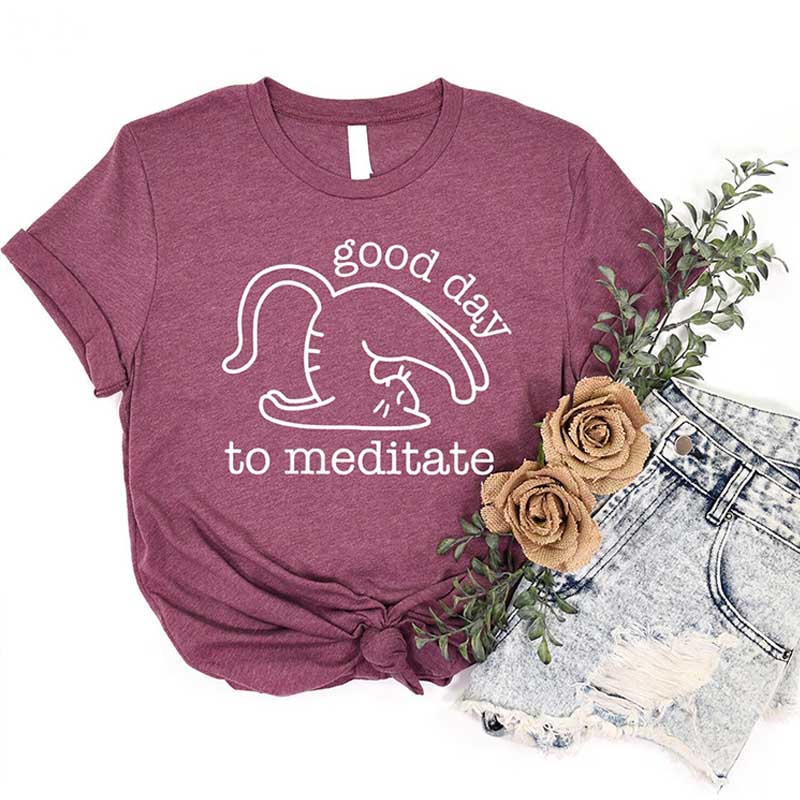 Cute Cat Yoga Meditation T-Shirt
