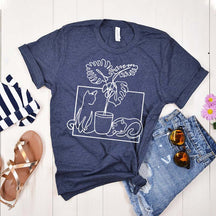 Minimalist Cat Plant T-Shirt